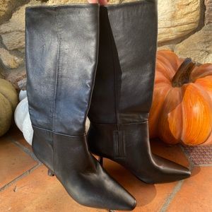 Kitten calf length leather boots